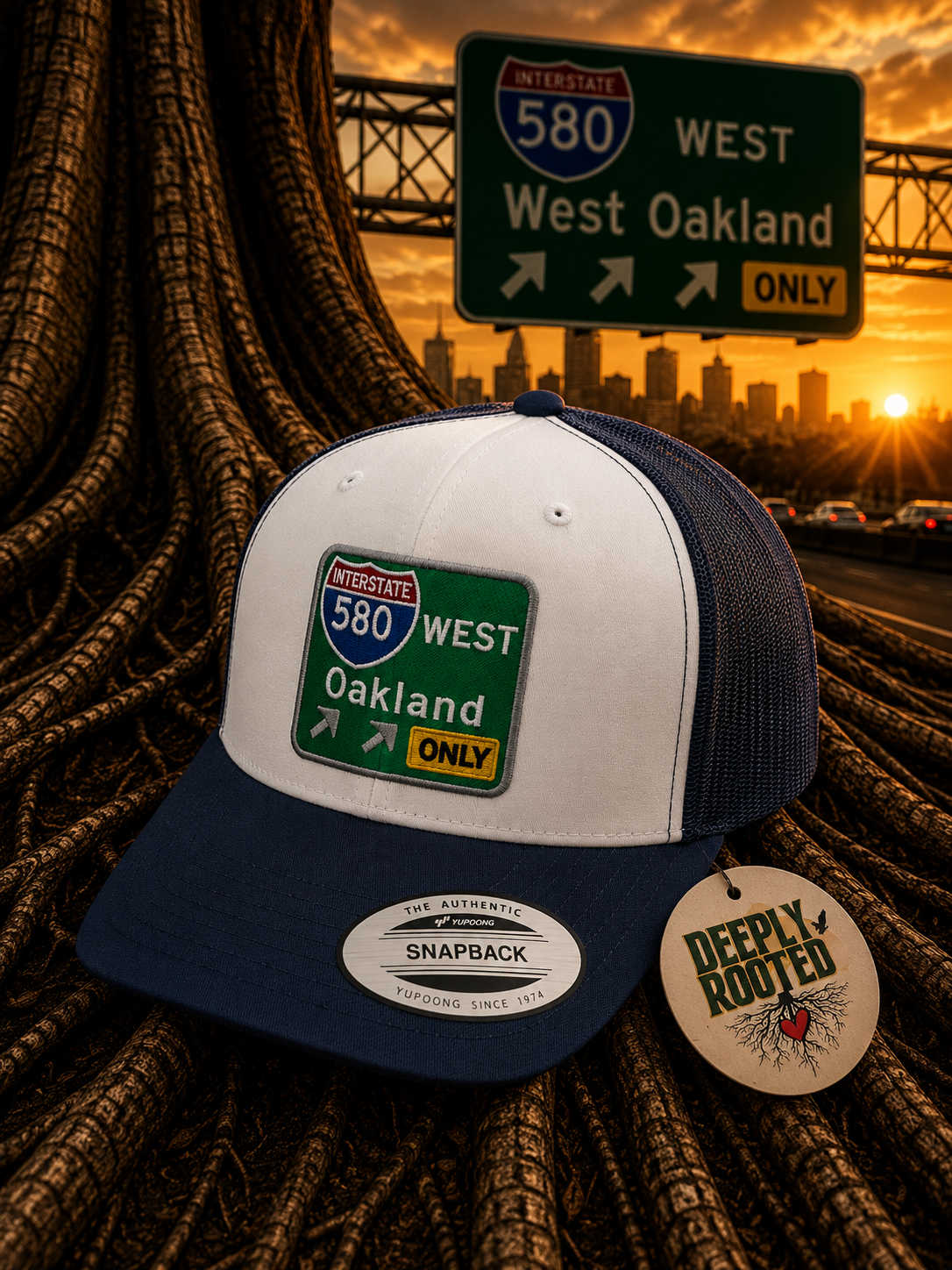 White/Navy 580 West Oakland Trucker Snapback
