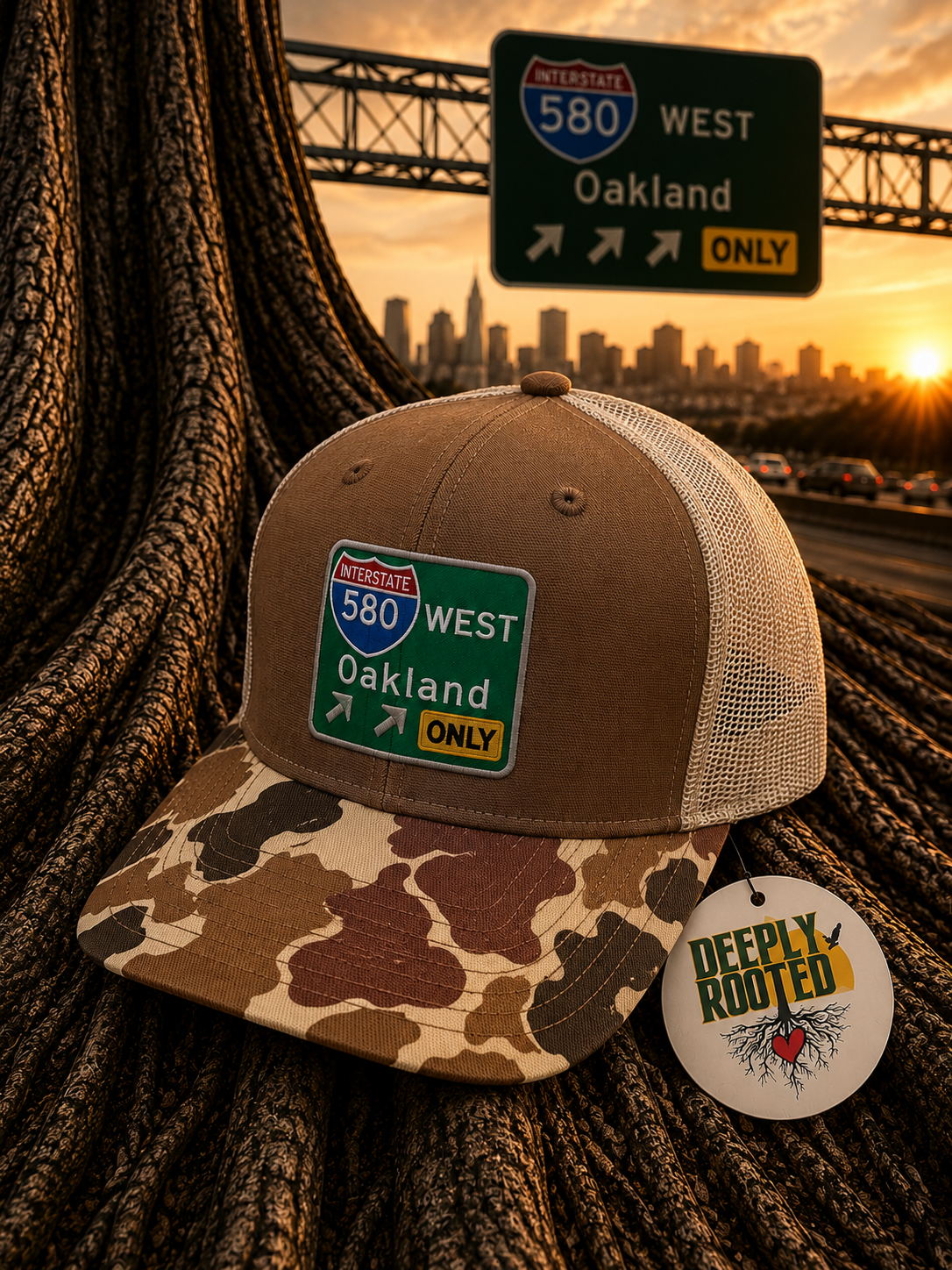 580 West Oakland Trucker Hat – Camo/Khaki